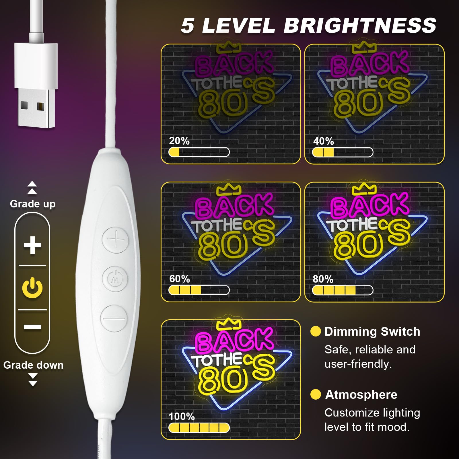 Amazon.co.jp: Looklight Back To The 80'sネオンサイン、ウォール